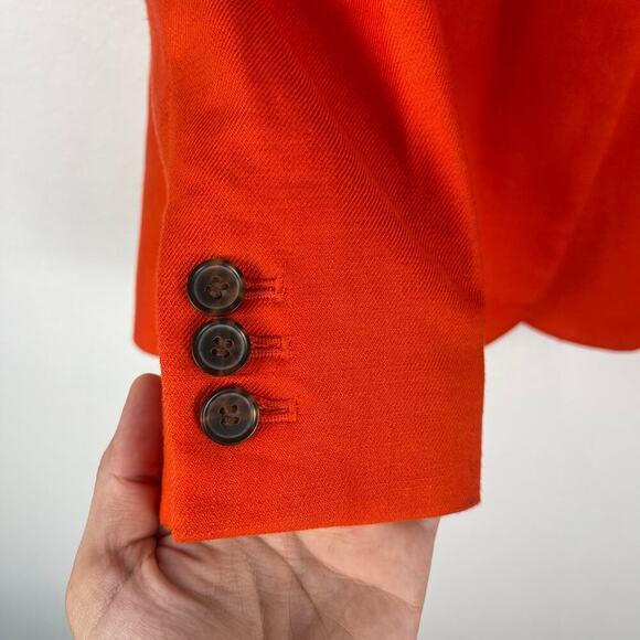 J. CREW Parke Blazer Linen Blend Brilliant Sunset Red Orange H9710 Women's 4 - Picture 8 of 13